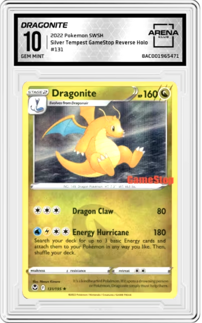 Dragonite #131 GameStop Stamped 2022 Pokemon Silver Tempest Graded GEM MINT 10