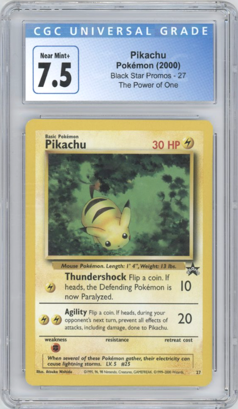 Pikachu #27 2000 Pokemon WoTC The Power of One Promo Graded NEAR MINT+ 7.5