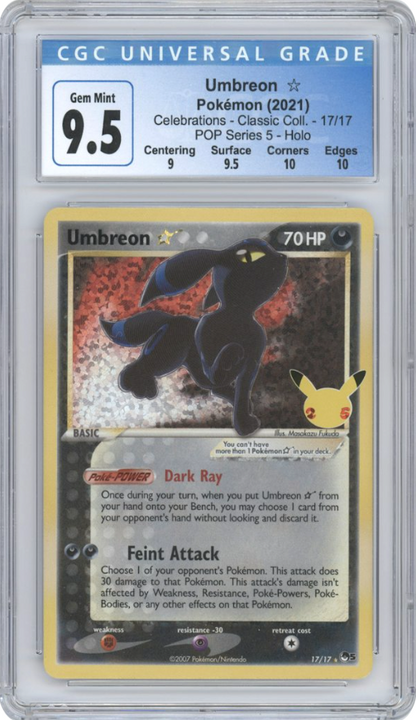 Umbreon #17 2021 Pokemon Celebrations Graded GEM MINT 9.5