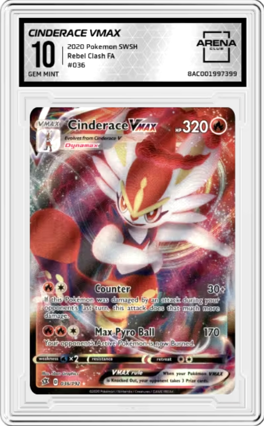 Cinderace VMAX #36 2020 Pokemon Rebel Clash Graded GEM MINT 10