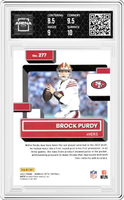 2022 Panini Donruss Optic Rated Rookie Brock Purdy #277 Graded MINT 9