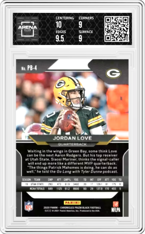 2020 Panini Chronicles  Prizm Black Jordan Love #PB-4 Graded MINT+ 9.5