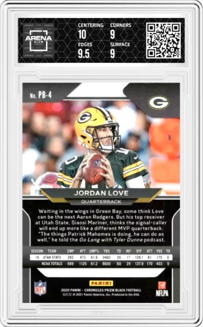 2020 Panini Chronicles Prizm Black Jordan Love #PB-4 Graded MINT+ 9.5