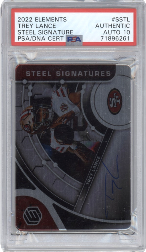 2022 Panini Elements Trey Lance #SS-TL 1/35 Steel Sig. Graded PSA Authentic Auto 10