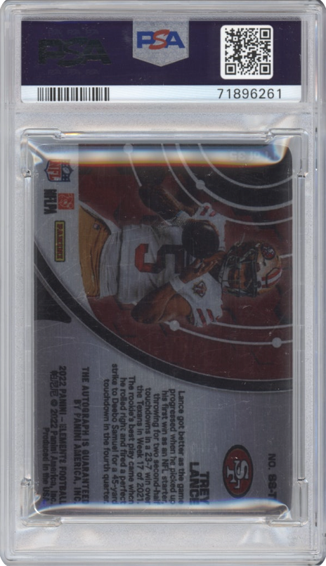 2022 Panini Elements Trey Lance #SS-TL 1/35 Steel Sig. Graded PSA Authentic Auto 10