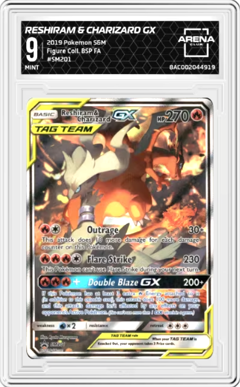 2019 Reshiram & Charizard GX #SM201 Graded MINT 9