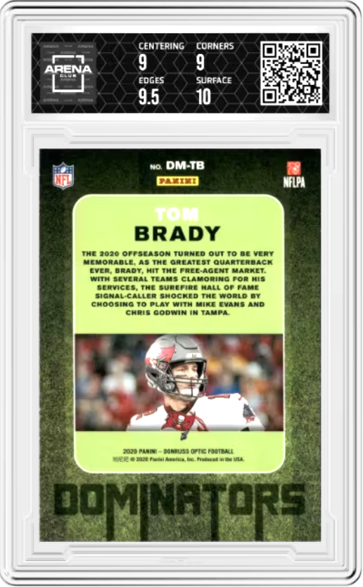 Tom Brady 2020 Panini Donruss Optic #DM-TB Dominators Insert Tampa Bay Graded MINT+ 9.5