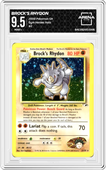 Brock's Rhydon #2 Pokemon Gym Heroes Graded MINT+ 9.5