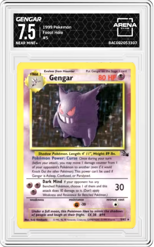 Gengar #5 Pokemon Fossil Graded NEAR MINT+ 7.5