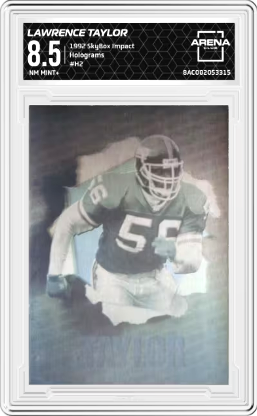 Lawrence Taylor #H2 1992 Skybox Impact Hologram Graded NM MINT+ 8.5