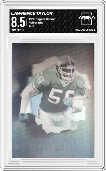 Lawrence Taylor #H2 1992 Skybox Impact Hologram Graded NM MINT+ 8.5