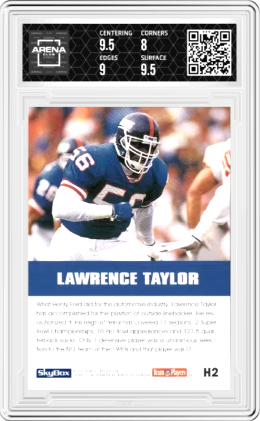 Lawrence Taylor #H2 1992 Skybox Impact Hologram Graded NM MINT+ 8.5