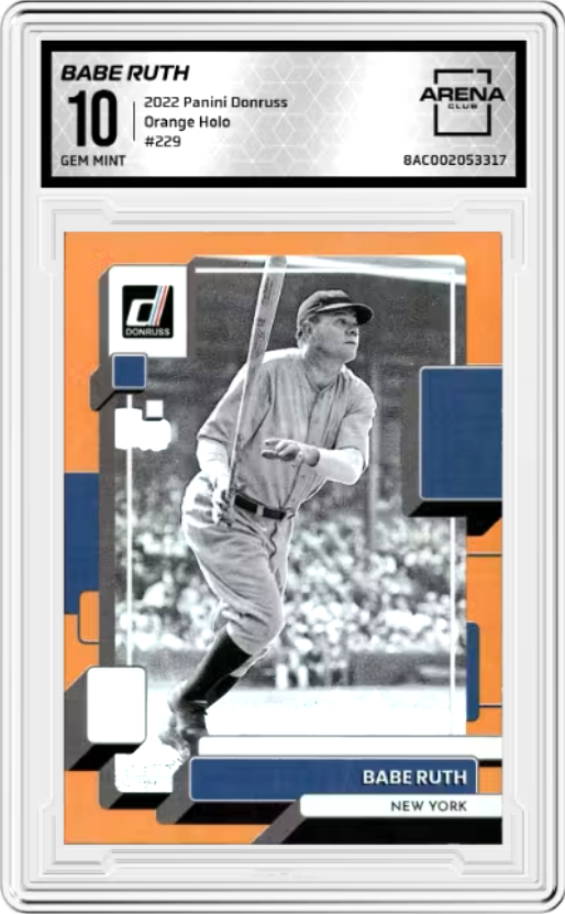 Babe Ruth Holo Orange #229 2022 Panini Donruss Graded GEM MINT 10