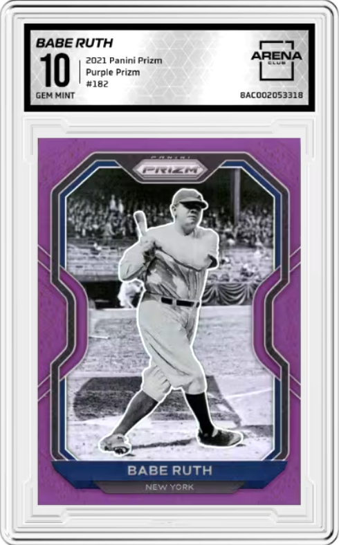 Babe Ruth Purple Prizm #182 2021 Panini Prizm Graded GEM MINT 10