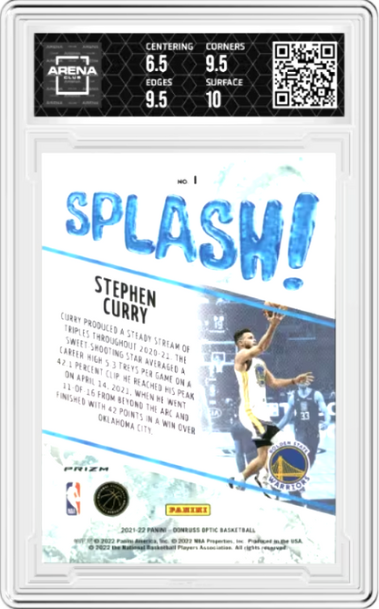 *TRADED* Stephen Curry #1 2021 Panini Donruss Optic Splash Graded NEAR MINT 7