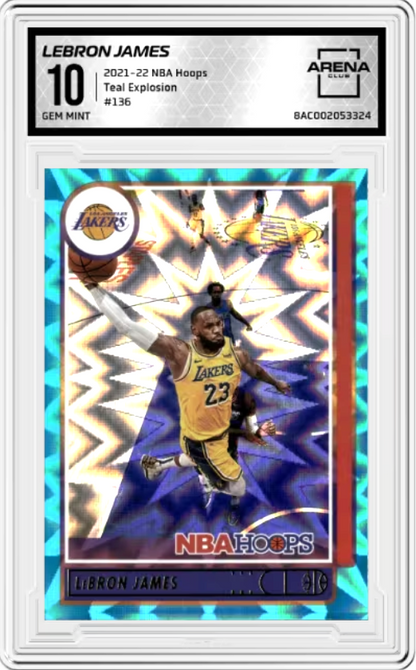 LeBron James Teal Explosion #136 2021 Panini Hoops Graded GEM MINT 10