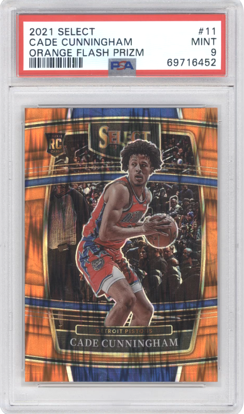 Cade Cunningham Orange Flash Prizm #11 Rookie 2021 Panini Select Graded PSA 9