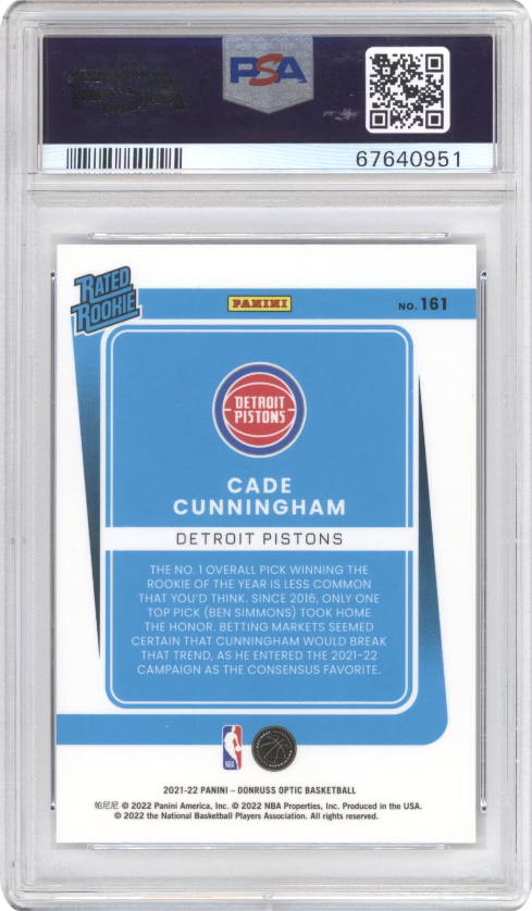 *TRADED* Cade Cunningham #161 [Rookie] 2021 Panini Donruss Optic Graded PSA MINT 9