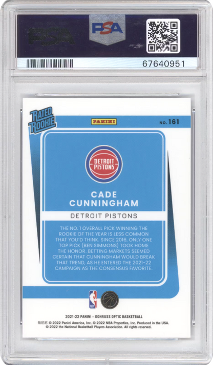 *TRADED* Cade Cunningham #161 [Rookie] 2021 Panini Donruss Optic Graded PSA MINT 9