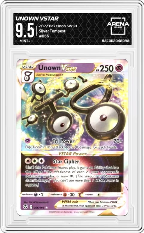 Unown VSTAR #66 Pokemon Silver Tempest Graded MINT+ 9.5