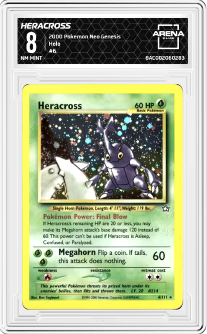 Heracross #6 Pokemon Neo Genesis Graded NM Mint 8