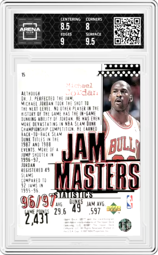 Michael Jordan #15 1997 Upper Deck UD3 Jam Masters Graded NM MINT+ 8.5