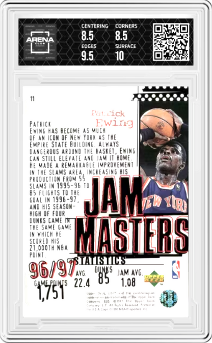 Patrick Ewing #11 1997 Upper Deck UD3 Jam Masters Graded MINT 9