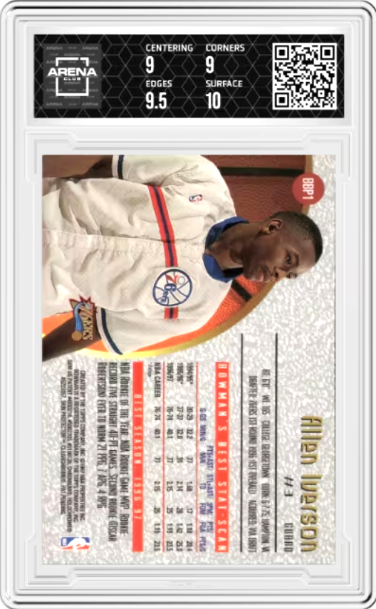 Allen Iverson #BBP1 1997 Topps Stadium Club Bowman's Best Preview Graded MINT+ 9.5