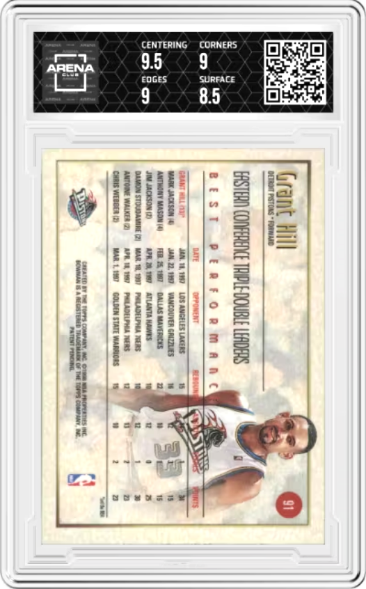 Grant Hill #91 1997 Bowman's Best Graded MINT 9