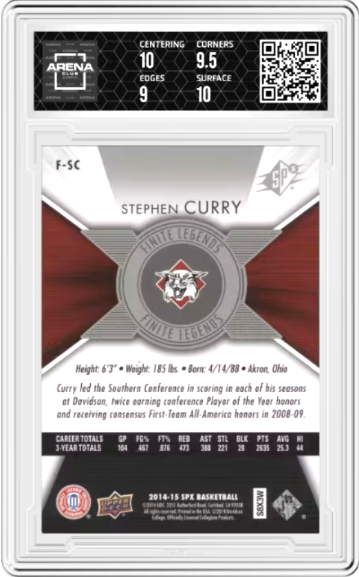 Stephen Curry #F-SC 105/799 2014-15 SPx Finite Legends Graded MINT+ 9.5