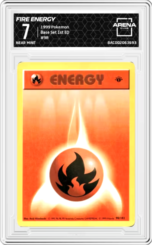 Fire Energy 1st Edition #98 Pokemon Base Set Graded NEAR MINT 7