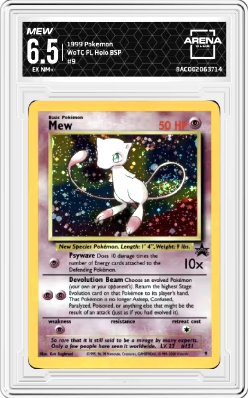 Mew #9 2000 Black Star Promo Set Swirl Graded EX NM+ 6.5