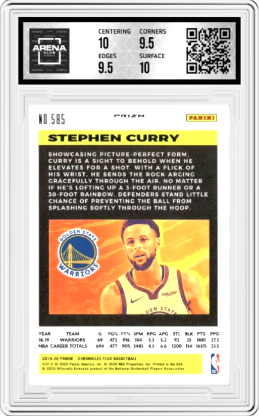 Stephen Curry Silver #585 2019 Panini Chronicles Graded GEM MINT 10