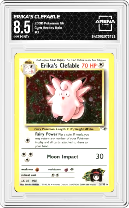 Erika's Clefable #3 Pokemon Gym Heroes Graded NM MINT+ 8.5