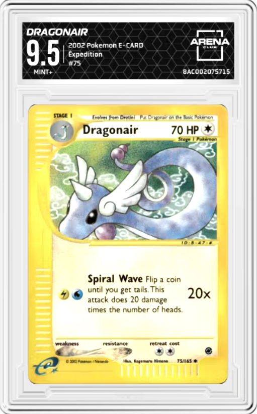 Dragonair Reverse Holo #75 Pokemon Expedition Graded MINT+ 9.5