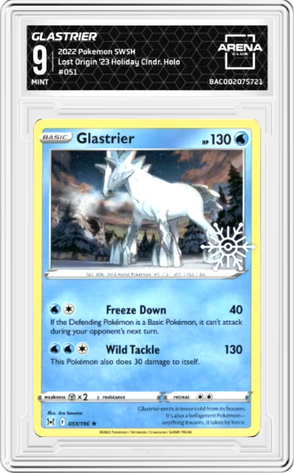 Glastrier Snowflake Stamp #51 Pokemon Lost Origin Graded MINT 9