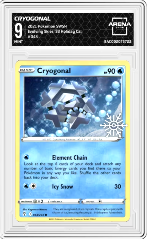 Cryogonal Snowflake Stamp #43 Pokemon Evolving Skies Graded MINT 9