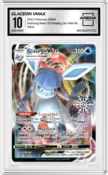 Glaceon VMAX Snowflake Stamp #41 Pokemon Evolving Skies Graded GEM MINT 10