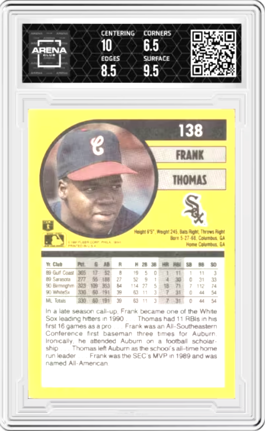 Frank Thomas #138 1991 Fleer Graded NEAR MINT 7