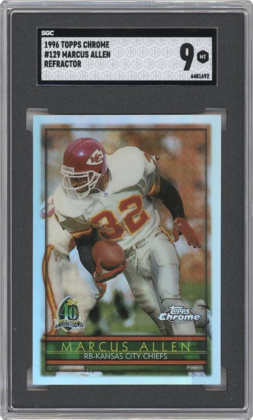 Marcus Allen Refractor #129 1996 Topps Chrome Graded MINT 9