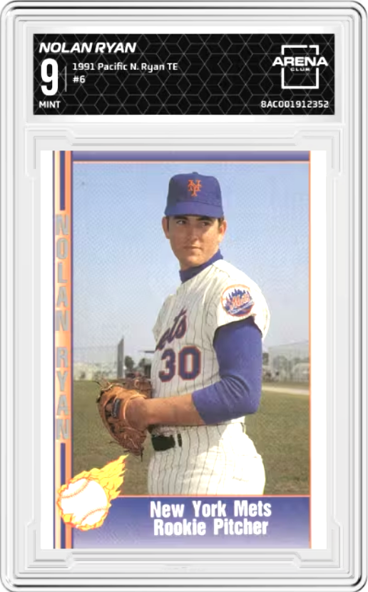 New York Mets Rookie Pitcher #6 1991 Pacific Nolan Ryan Graded MINT 9