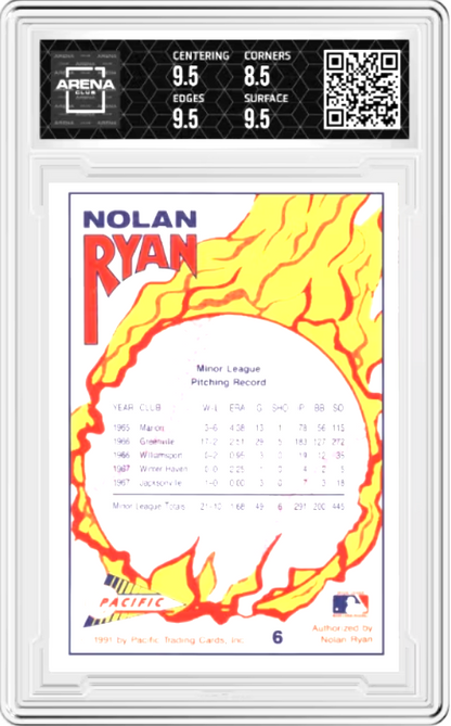 New York Mets Rookie Pitcher #6 1991 Pacific Nolan Ryan Graded MINT 9