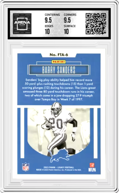 Barry Sanders #FTA-6 2023 Panini Legacy For The Ages Graded GEM MINT 10