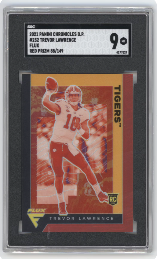 Trevor Lawrence Flux Red #232 2021 Panini Chronicles Draft Picks 85/149 Graded MINT 9