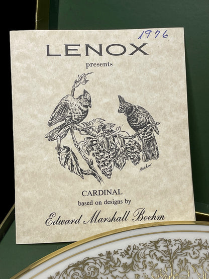 1976 Lenox Cardinal by Edward Marshall Boehm Limited Edition Collector's Plate