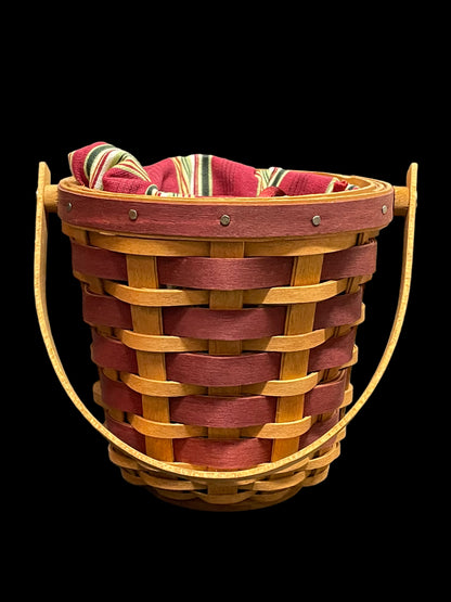 2007 Longaberger Red Tree Trimming Peppermint Stripe Basket