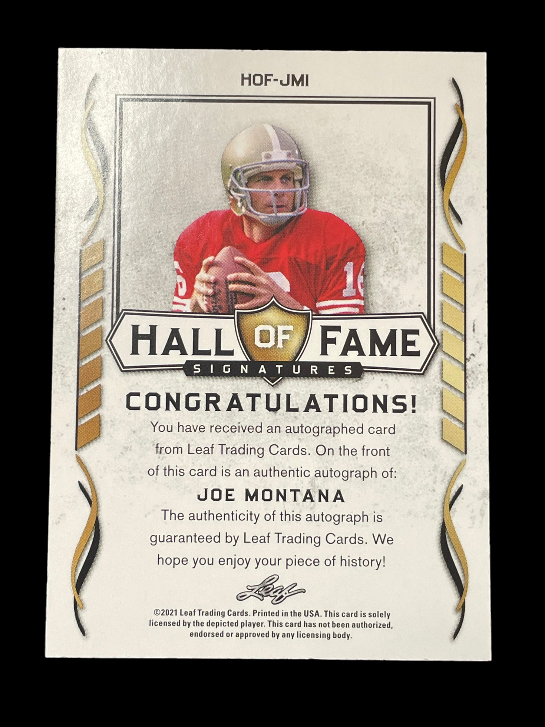 Leaf Hall of Fame Signatures Joe Montana Auto #HOF-JMI Graded GEM 