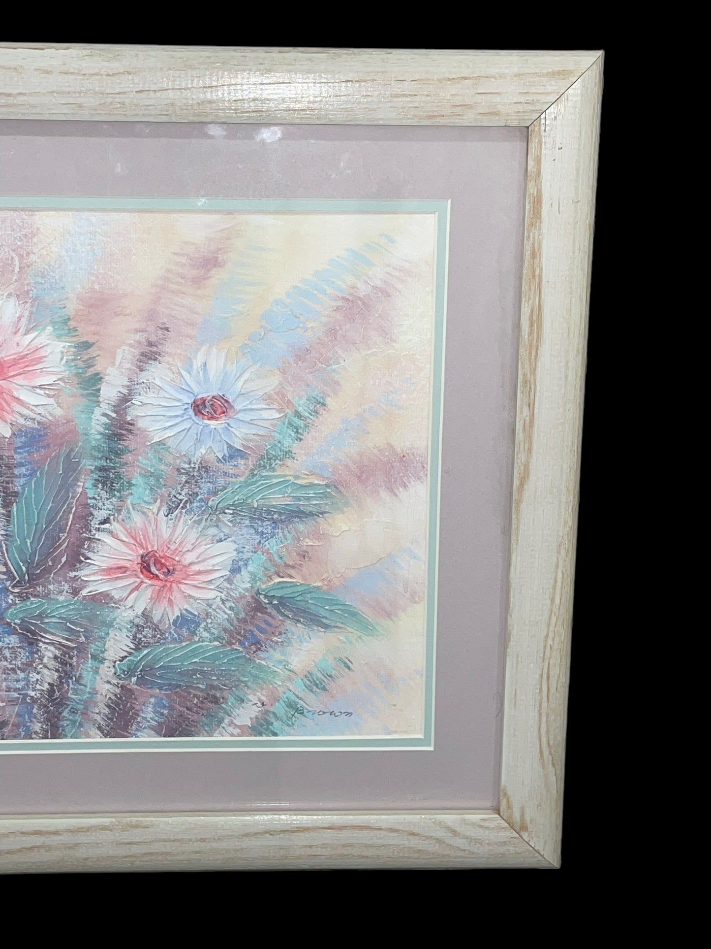 “Serene Blossoms”: A Delicate Floral Framed Artwork