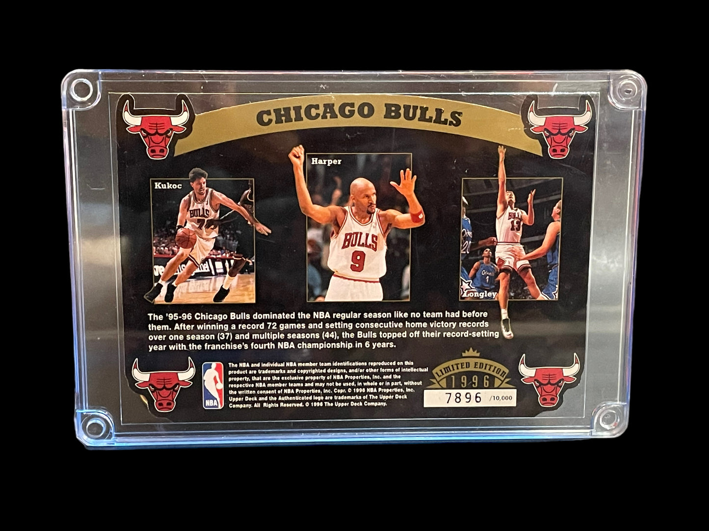 1995 Chicago Bulls Fourth NBA Championship Limited Edition Card #7896