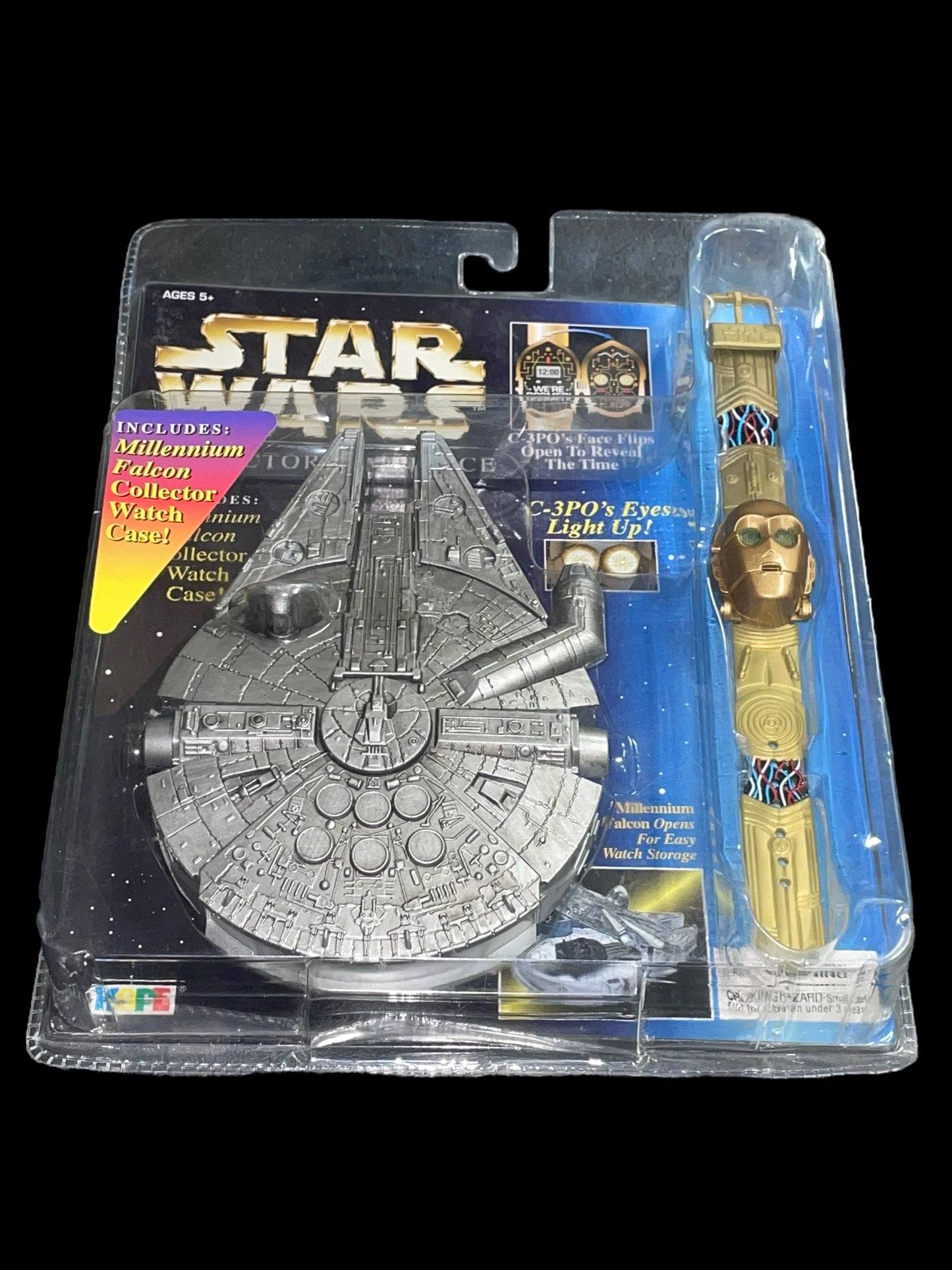 1996 Star Wars Collector Time Piece - C-3PO with Millennium Falcon Case